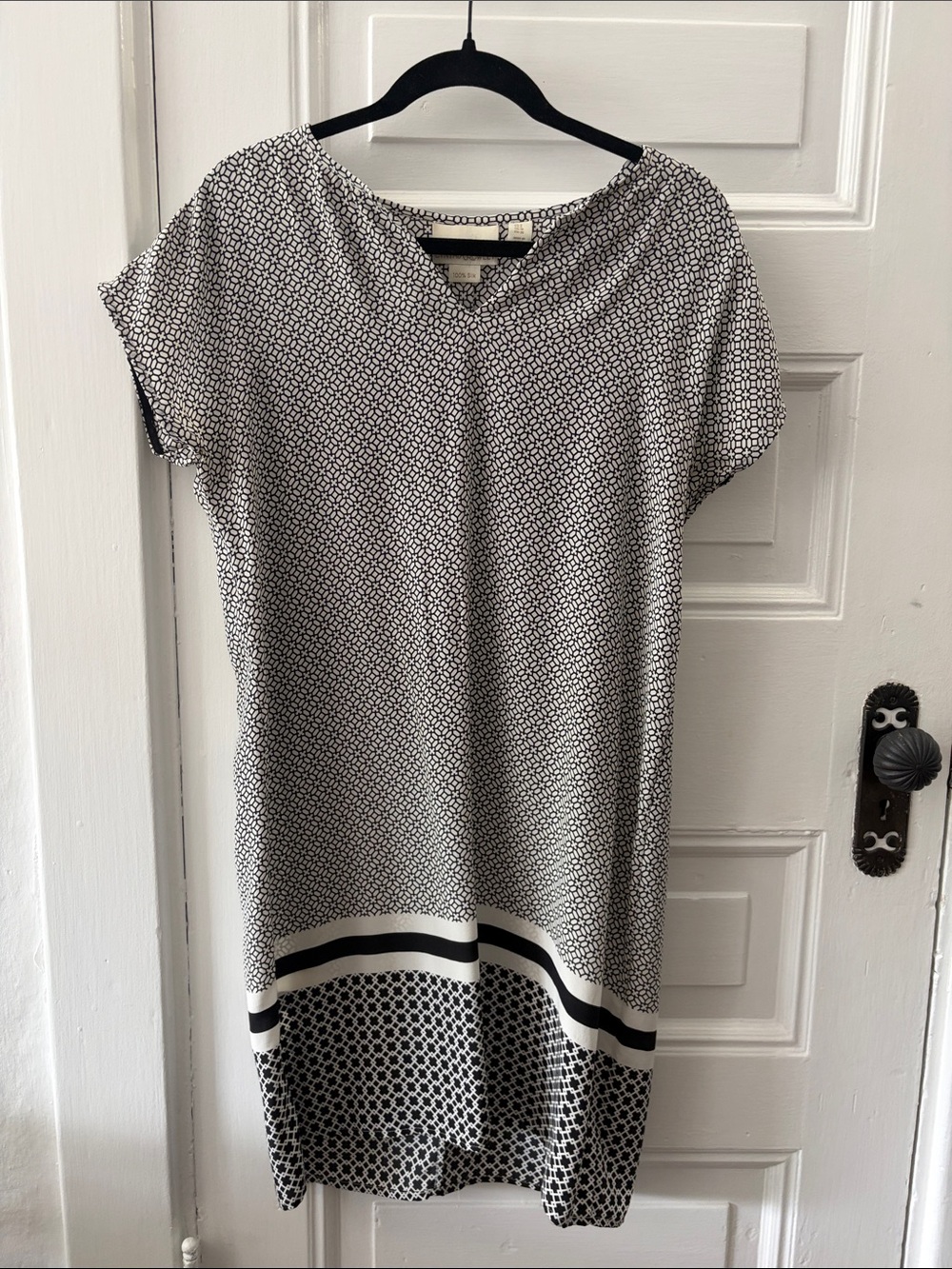 Cynthia Rowley Black and White Geometric Silk Dress
